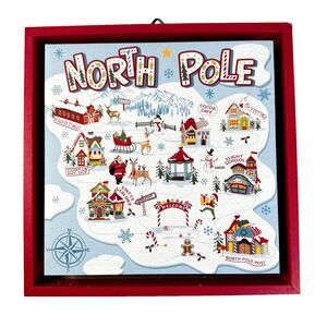 Festive Ashland Christmas Noel North Pole Red Wooden Frame Christmas Sign